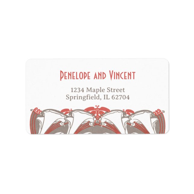 Étiquette Art Nouveau Calla Lily Mariage élégant (Devant)