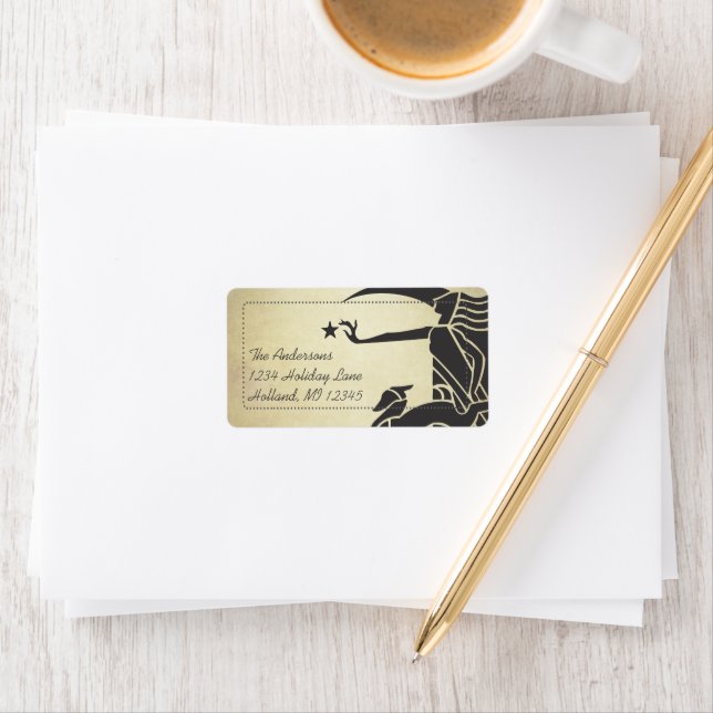 Étiquette Art Nouveau Deer Damask Retourner Adresse Étiquett (En situation)