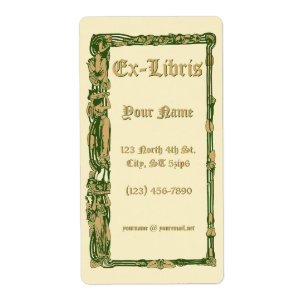 Étiquette Art Nouveau Lily pad Bordure Ex Libris Modèle