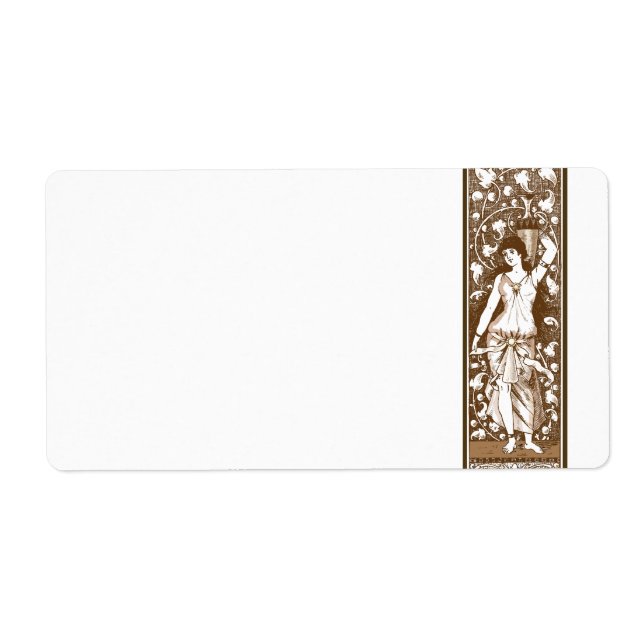 Étiquette Art nouveau sepia fille avec urn (Devant)