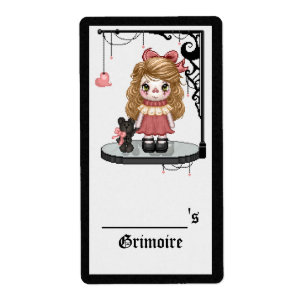 Étiquette Art Pixel de poupée gothique rose