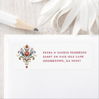 Étiquette Art populaire Rosemaling nordique