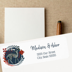 Étiquette Art populaire scandinave Aquarelle Bois Cerf