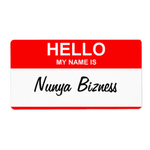 Étiquette Articles d'étiquette de nom d'attitude de Nunya