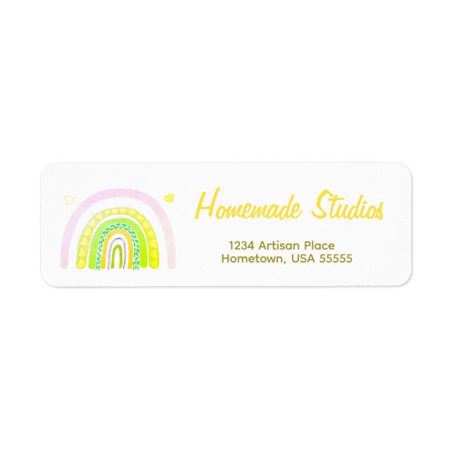 Étiquette Artisan Rainbow 'Happiness is Homemade'  (Devant)
