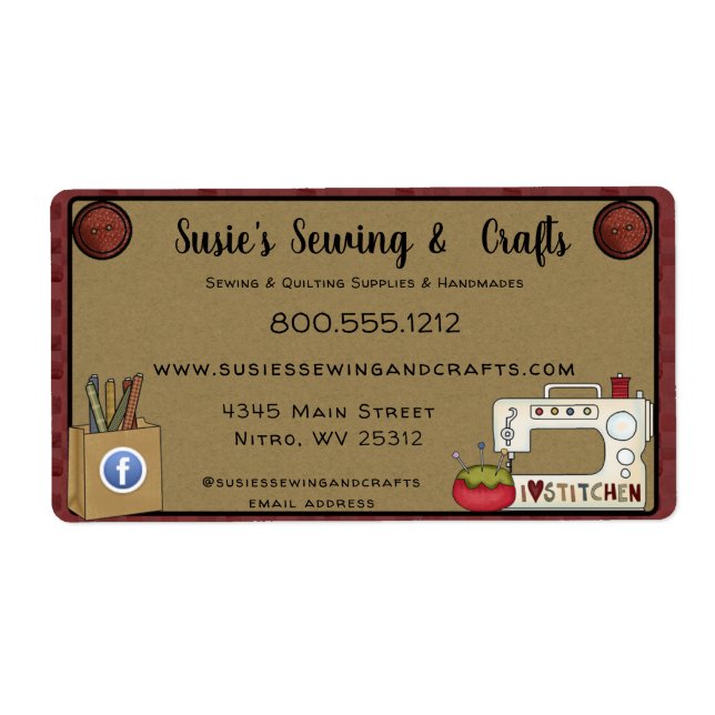 Étiquette Artisanat de couture rustique de campagne primitiv (Devant)