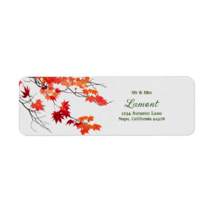Étiquette Artistic Automne Feuilles Mariage Retour Adresse L