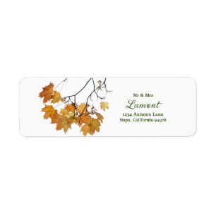 Étiquette Artistic Automne Feuilles Mariage Retour Adresse L