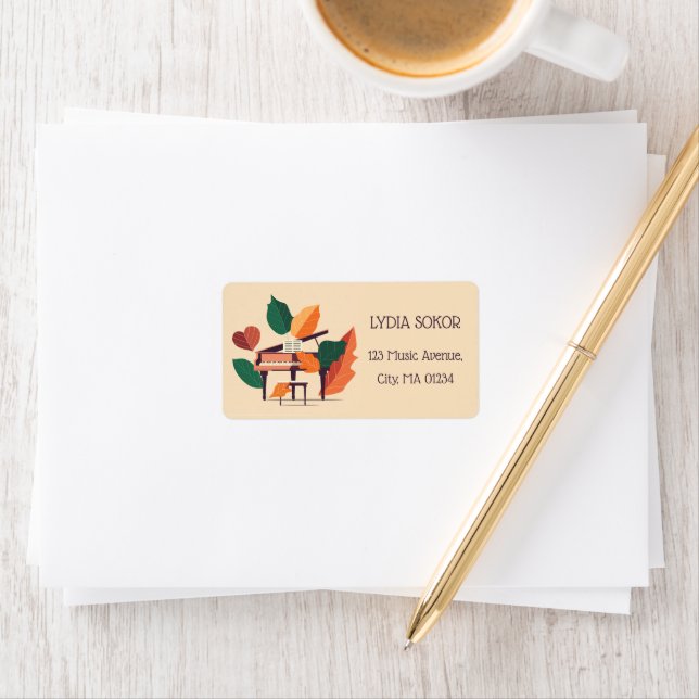 Étiquette Artistic Autumn Piano Custom Return Address Labels (En situation)