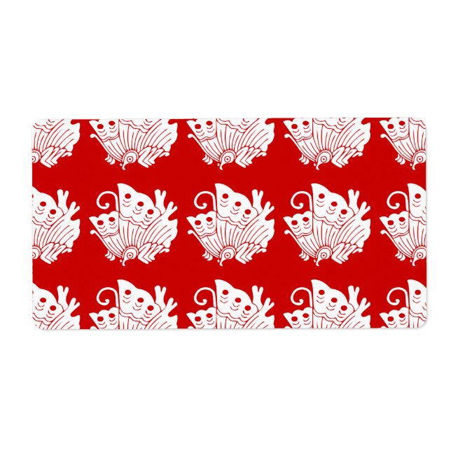 Étiquette Asian Butterfly Japanese Kamon Design (Devant)
