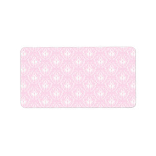Étiquette Assez pâle - motif rose de damassé avec le blanc