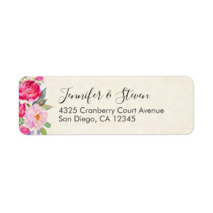 Étiquette Assez rose de rose et frontière de pivoine