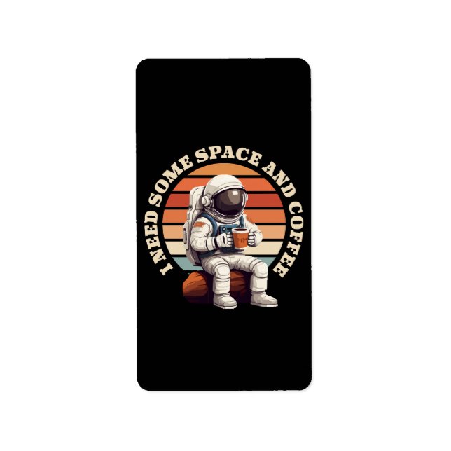 Étiquette Astronaute buvant du café (Devant)