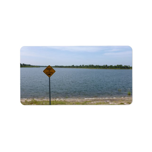 Étiquette Attention à l'alligator Signer par étang (Devant)