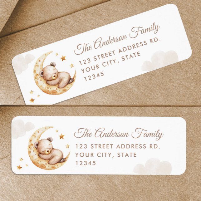 Étiquette Au-dessus de la lune Teddy Bear Adresse de retour (Créateur téléchargé)