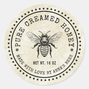 Étiquette au miel avec abeille vintage arrière - p