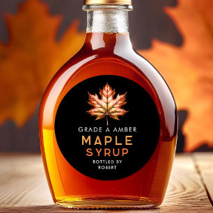 Étiquette au sirop d'érable à la feuille rouge