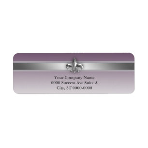 Étiquette Aubergine grise moderne Silver Fleur de Lis