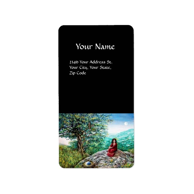 Étiquette AURORA / ARBRE MAGIQUE, vert, bleu, (Devant)