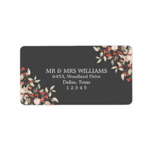 Étiquette Australian Flowers Formal Grey Adresse de retour