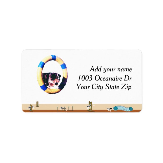 Étiquette Australian Shepherd avec design d'agilité (Devant)