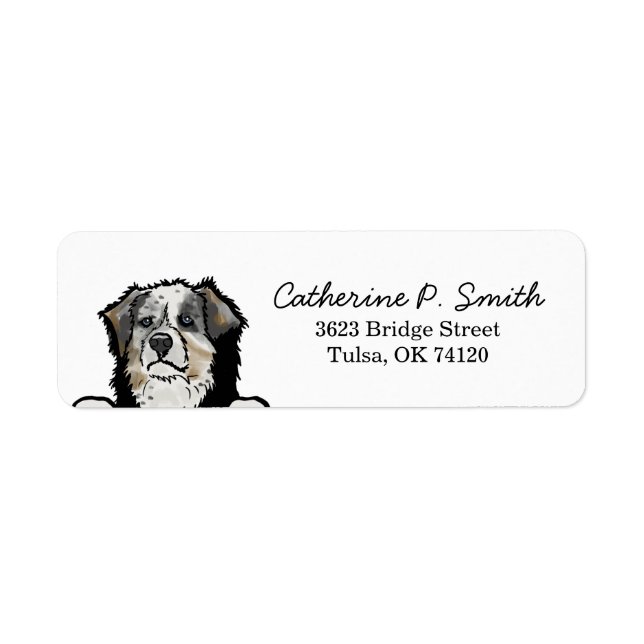 Étiquette Australian Shepherd Dog Adresse de retour (Devant)