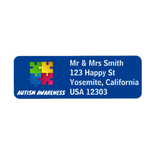 Étiquette Autism Awareness Return Address Label in Blue