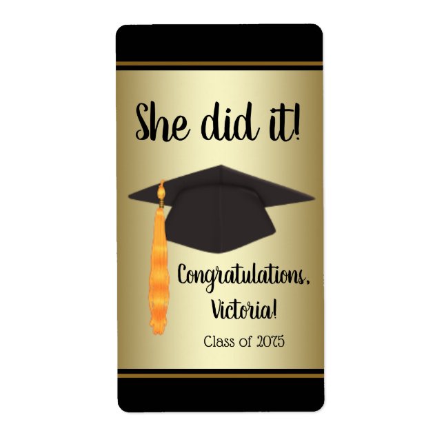 Étiquette Autocollant de bonnet de remise des diplômes et ét (Devant)
