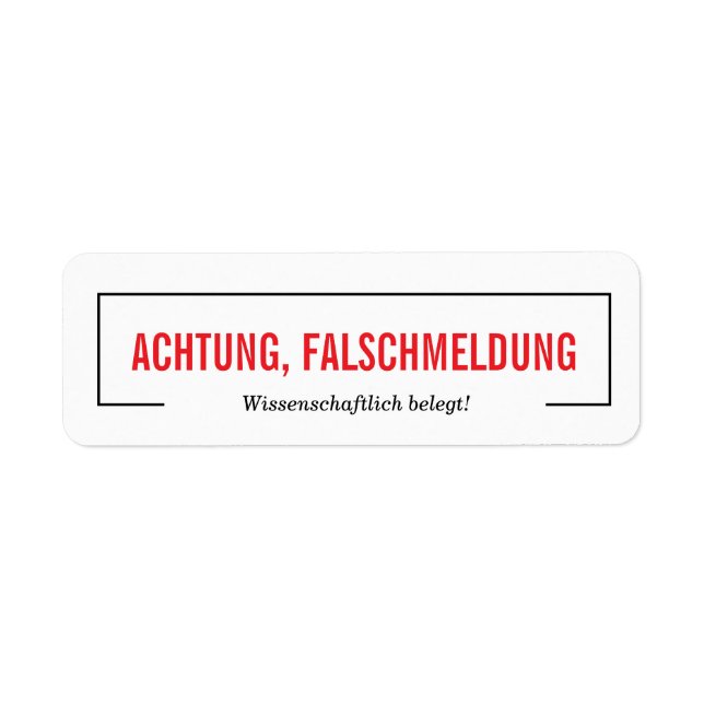 Étiquette Autocollant de fausse information (Devant)