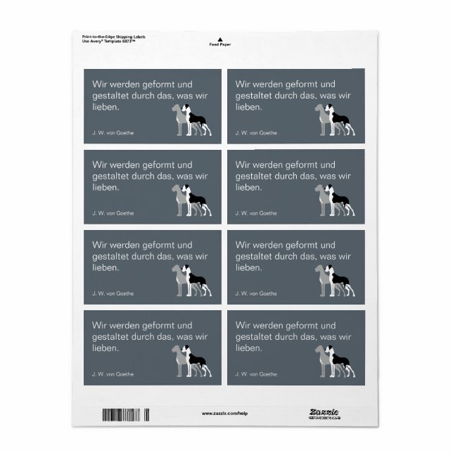 Étiquette Autocollant de Grande Danois (Feuille entière)