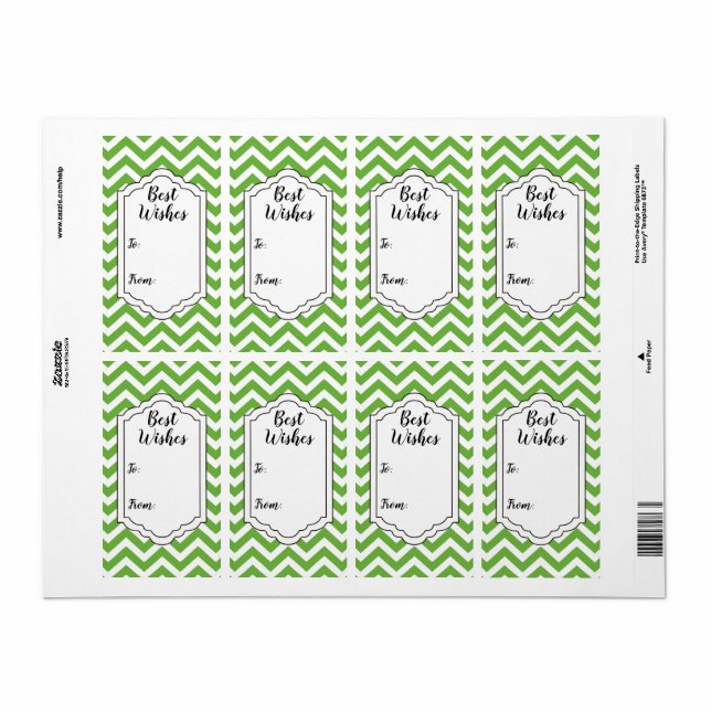 Étiquette Autocollant de mariage Chevron Vert de printemps e (Feuille entière)