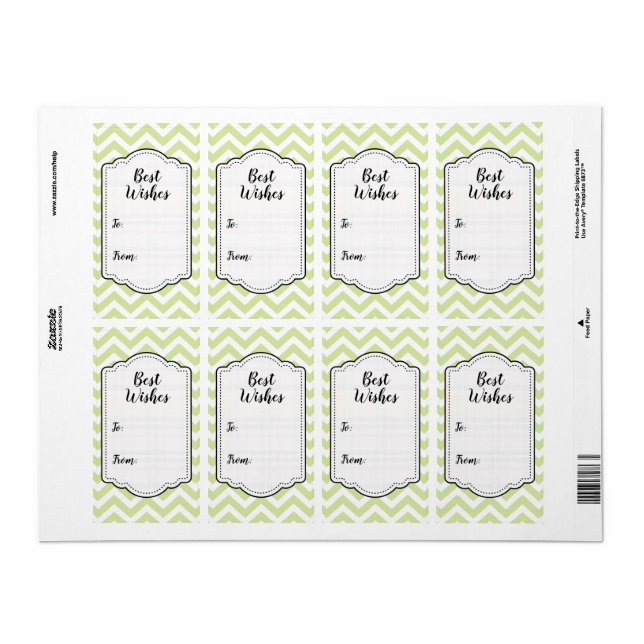 Étiquette Autocollant de mariage vert pastel et blanc à chev (Feuille entière)