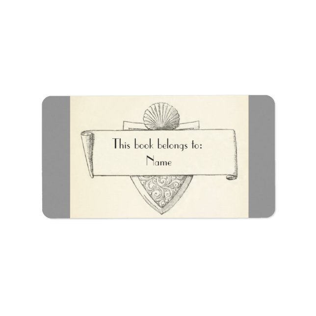 Étiquette Autocollant d'illustration de plaque d'antiquité (Devant)