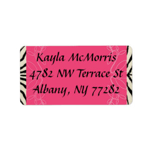 Étiquette Autocollant zèbre et rose