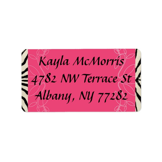 Étiquette Autocollant zèbre et rose (Devant)