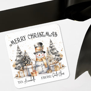 Étiquette autocollante cadeau Noël Noir Blanc