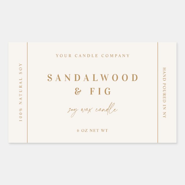 Étiquette autocollante de bougie chic pour pot de  (Devant)