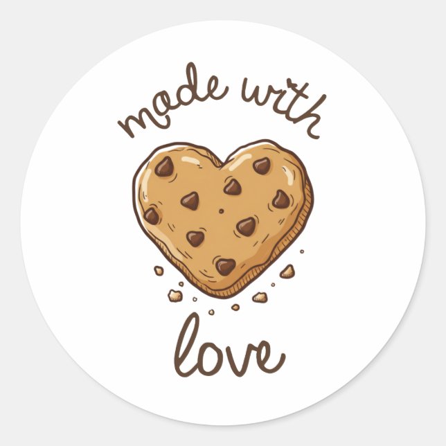 Étiquette Autocollante de Cookie « Fait avec Amour (Devant)