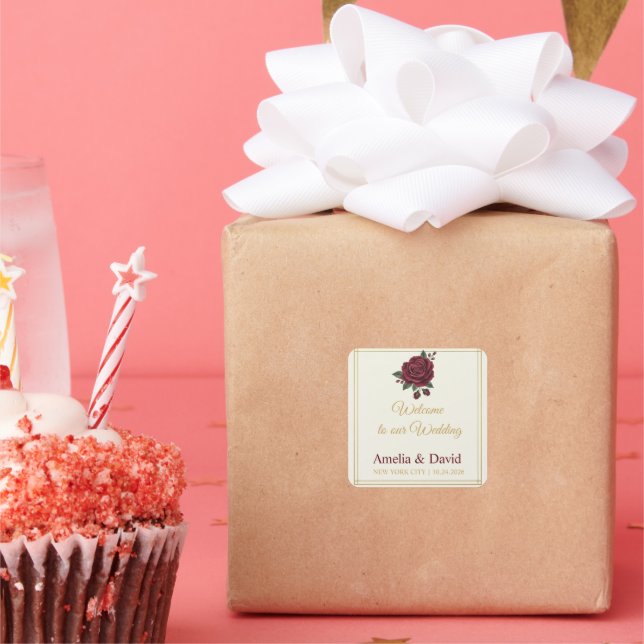 Étiquette autocollante élégante de sac de bienvenu (Fête)