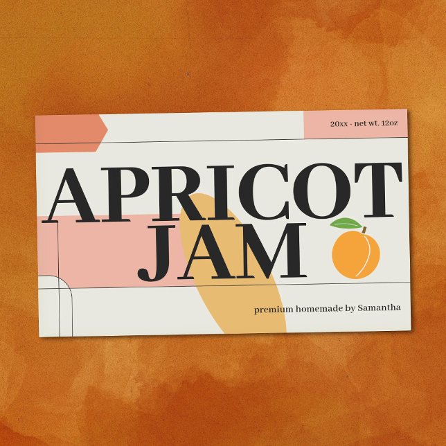 Étiquette Autocollante Moderne Confiture d'Abricot (Modern Apricot Jam Label Sticker)