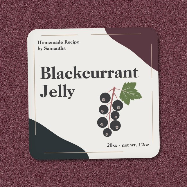 Étiquette Autocollante Moderne de Gelée de Cassis (Modern Blackcurrant Jelly Label Sticker)