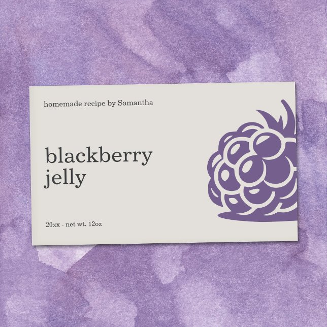 Étiquette Autocollante Moderne de Pot de Gelée de  (Modern Blackberry Jelly Jar Label Sticker)