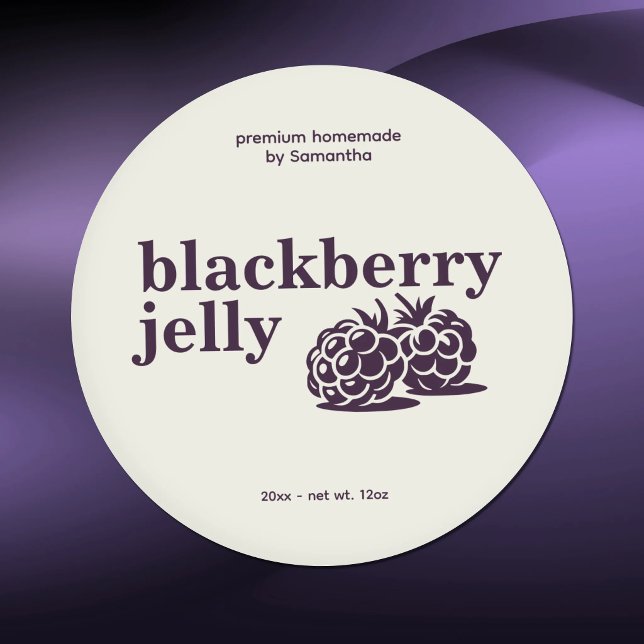 Étiquette Autocollante Moderne pour Gelée de Mûre (Modern Blackberry Jelly Label Sticker)