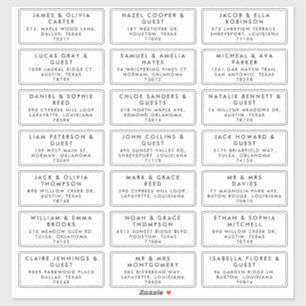 Étiquette Autocollante Nom Invité Adresse Mariage