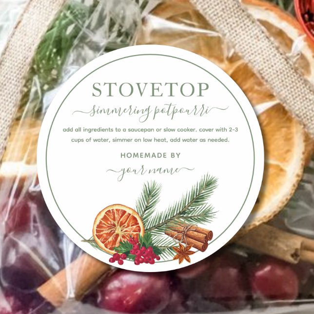 Étiquette Autocollante Pot-pourri de Noël Vert pou (Créateur téléchargé)
