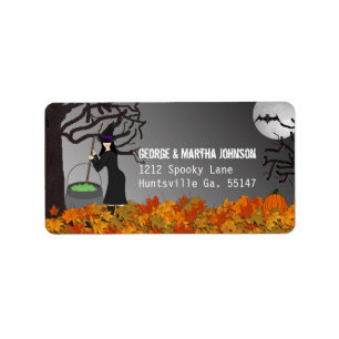 Étiquette Autocollants d'adresse de Halloween de nuit de