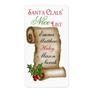 Étiquette Autocollants de cadeau de liste de Santa Nice