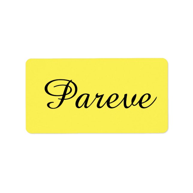 Étiquette Autocollants de cuisine cachère Label Parévé Parve (Devant)