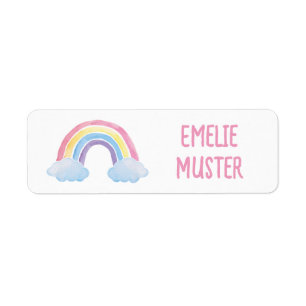Étiquette Autocollants de nom blancs - Nuages arc-en-ciel aq