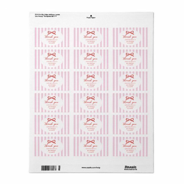 Étiquette Autocollants Premier anniversaire de bébé avec du  (Feuille entière)